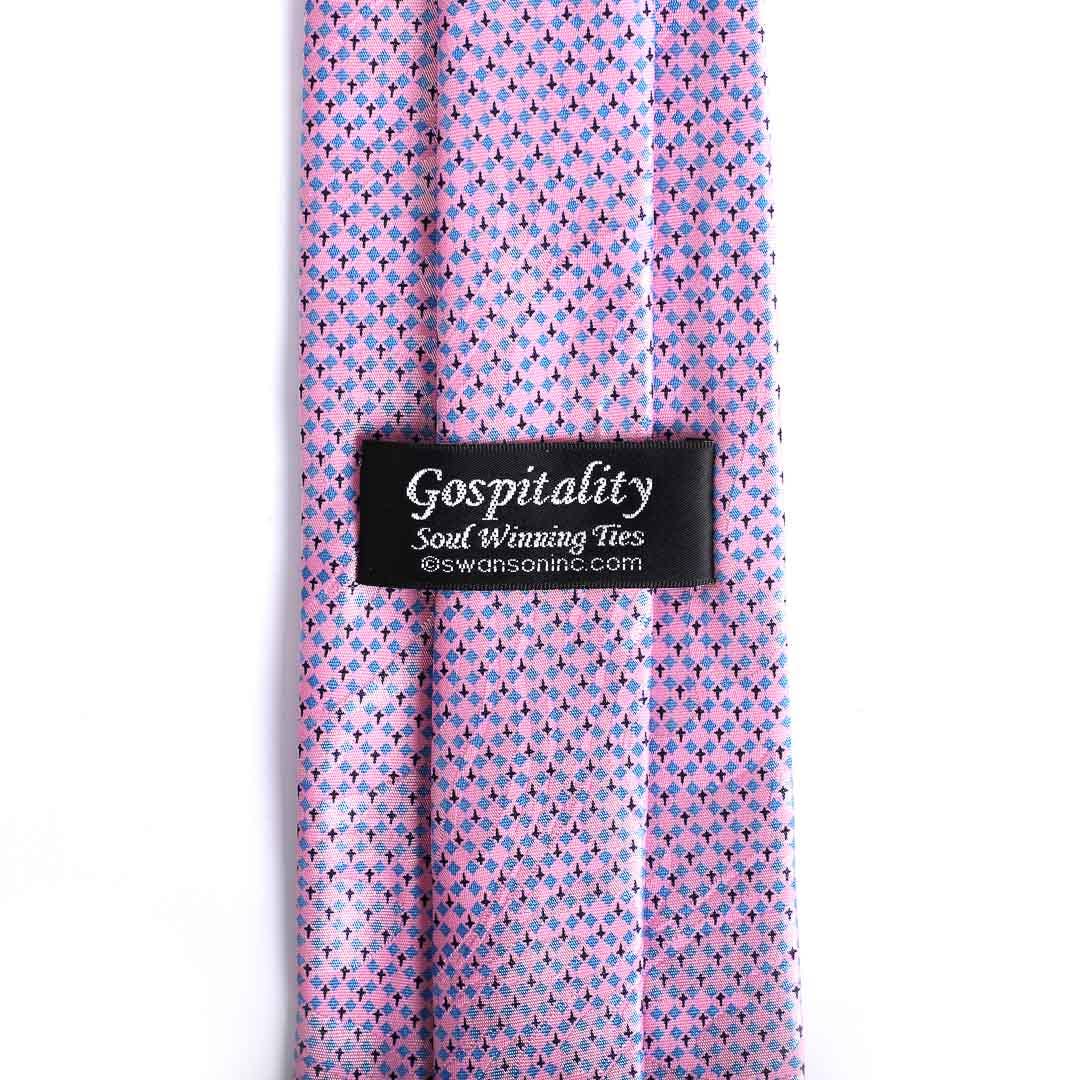Tie Polyester - Diamond Cross - Pink