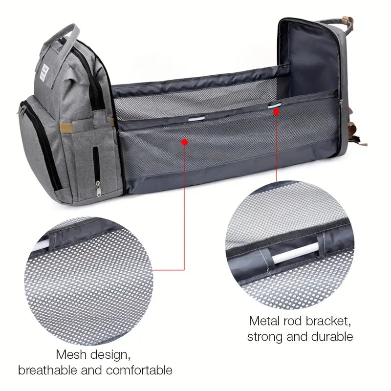 Folding Mommy Bag, Lightweight Portable Folding Crib Bed, Large-capacity Baby Backpack