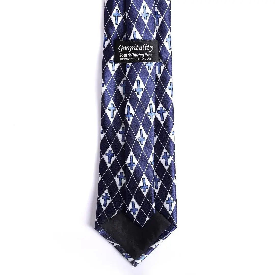 Tie Polyester - Diamond Cross - Navy