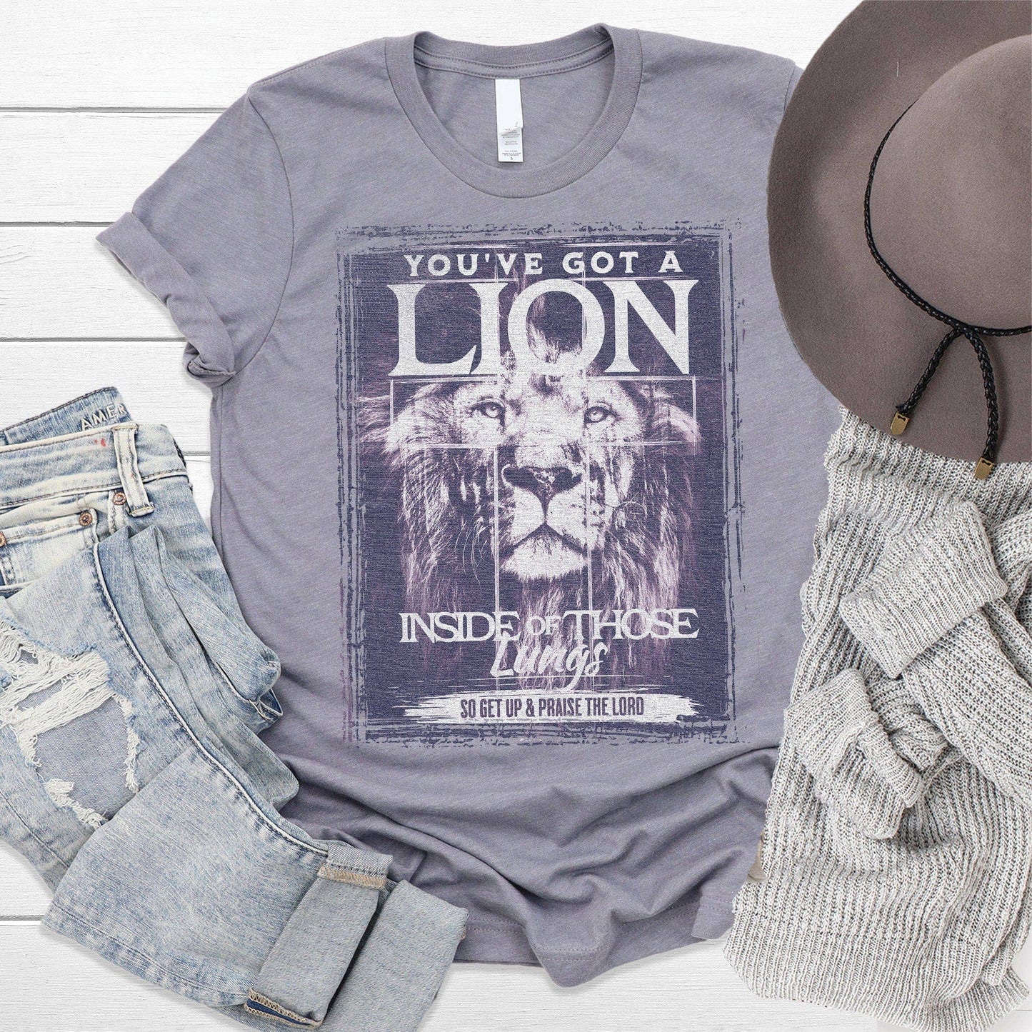 Praise The Lord Tee: 3X / Heather Sage