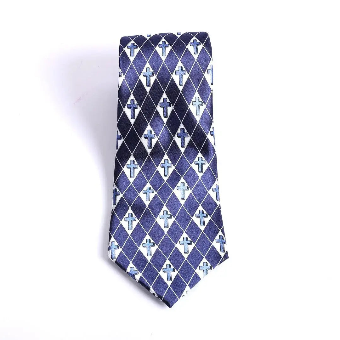 Tie Polyester - Diamond Cross - Navy