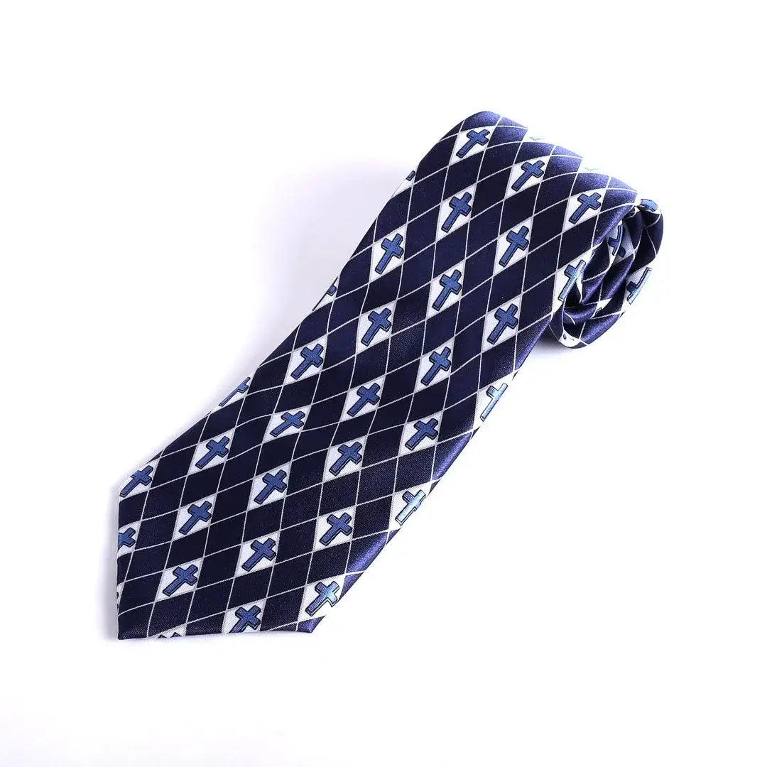 Tie Polyester - Diamond Cross - Navy