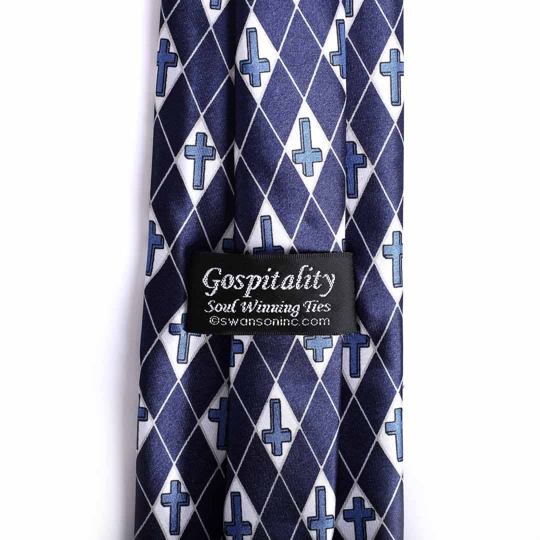 Tie Polyester - Diamond Cross - Navy