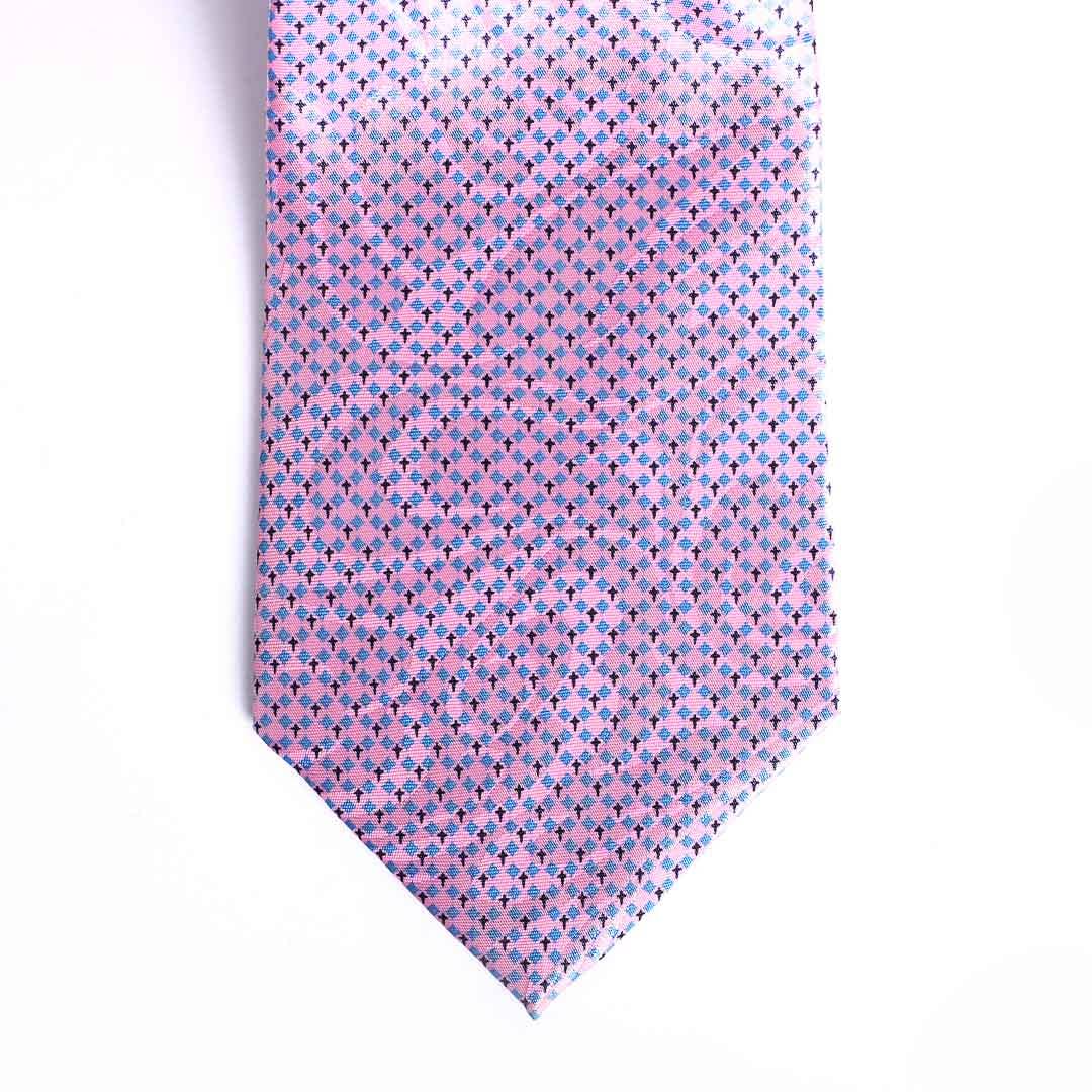 Tie Polyester - Diamond Cross - Pink