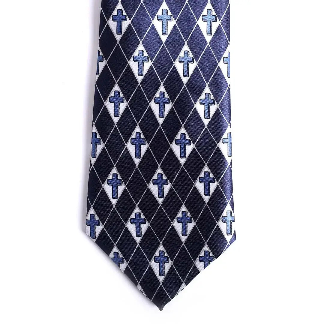Tie Polyester - Diamond Cross - Navy