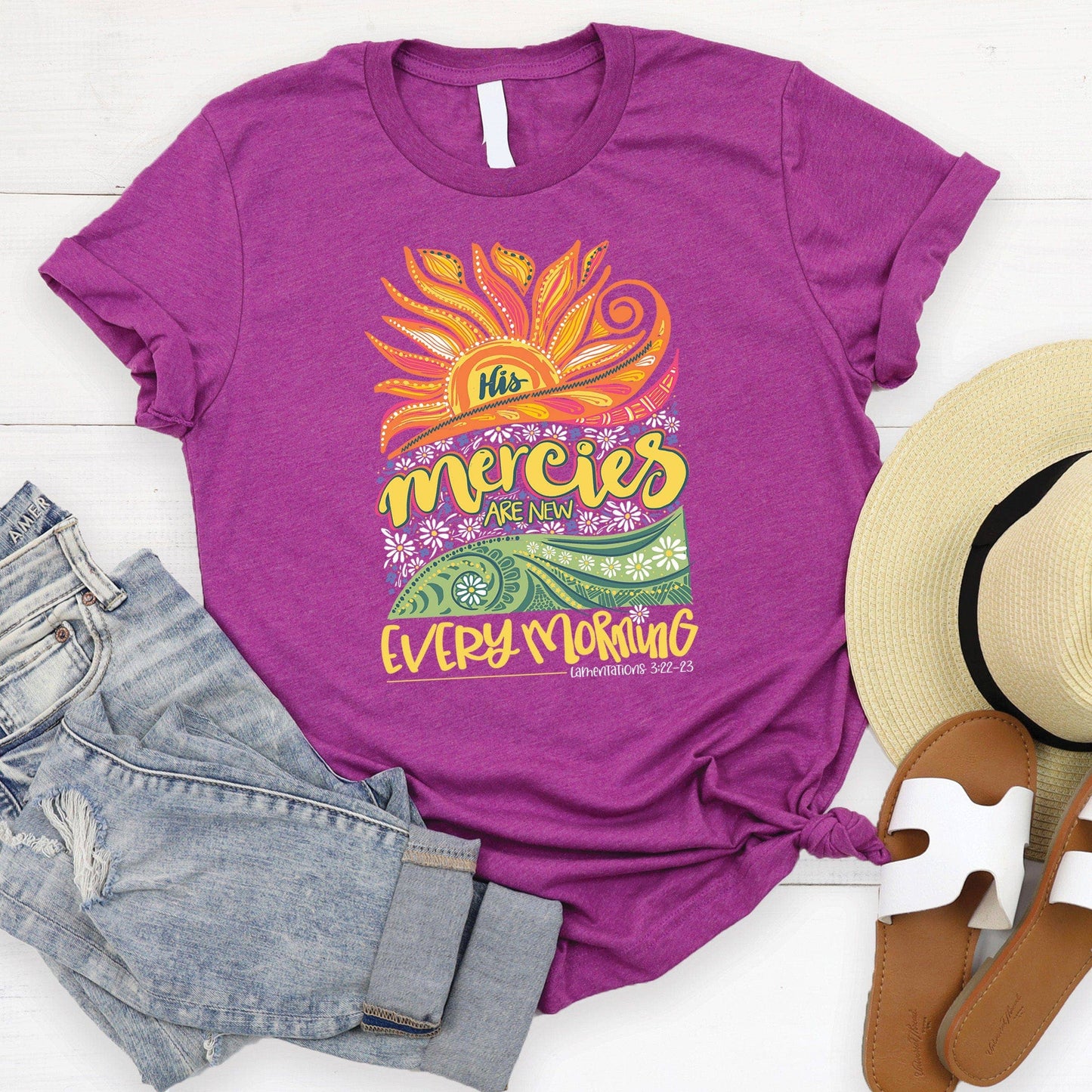 His Mercies Are New Tee: 3X / Heather Navy