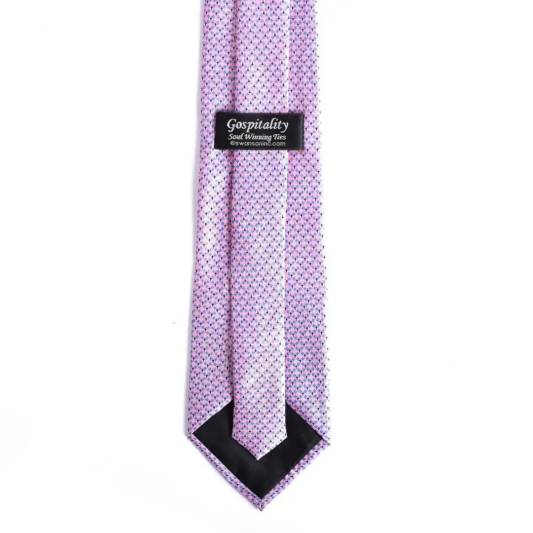 Tie Polyester - Diamond Cross - Pink