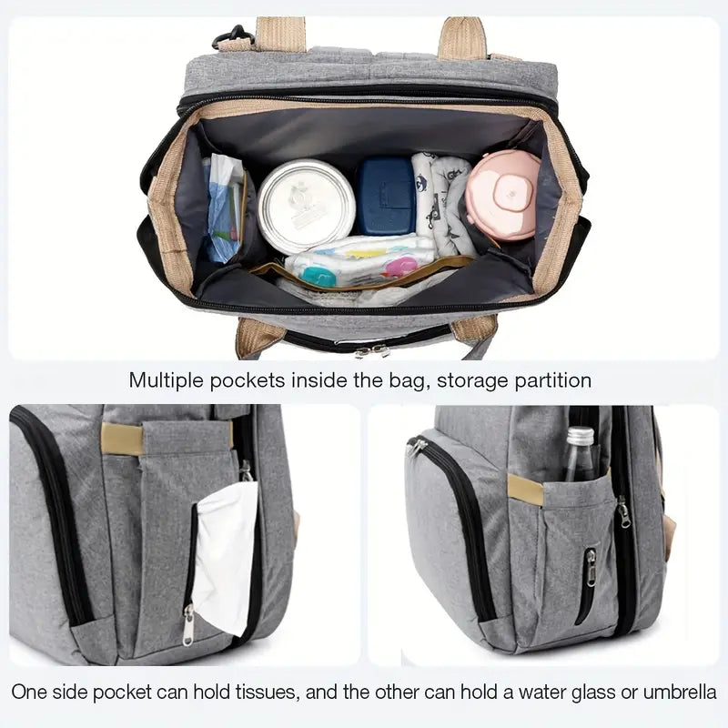 Folding Mommy Bag, Lightweight Portable Folding Crib Bed, Large-capacity Baby Backpack