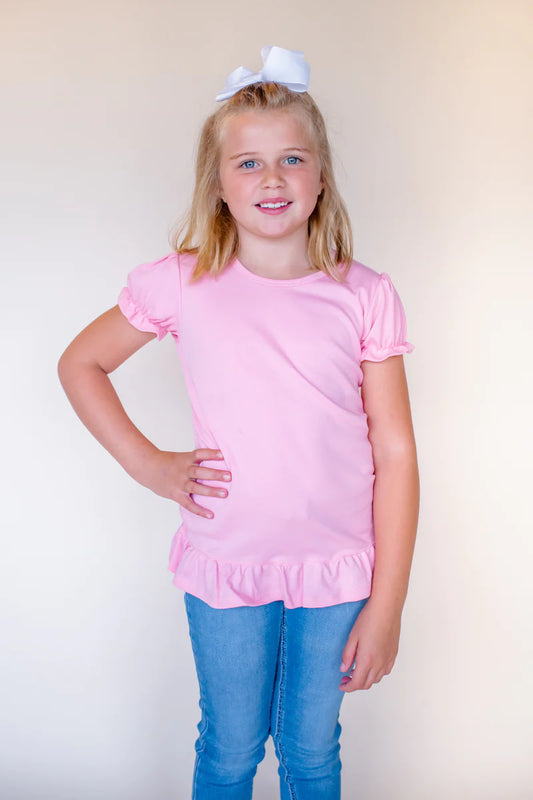 Pink Ruffle  T shirt