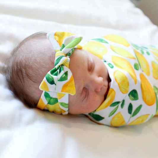 Lemon swaddle blanket with bow