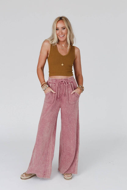 Relaxing Robin Wide Leg Pant - New Mauve: L