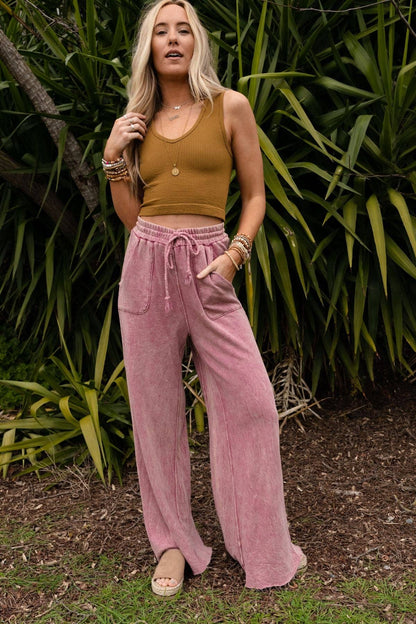 Relaxing Robin Wide Leg Pant - New Mauve: L