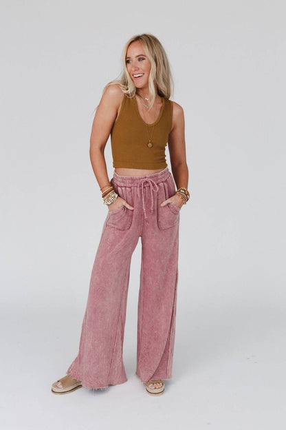 Relaxing Robin Wide Leg Pant - New Mauve: L