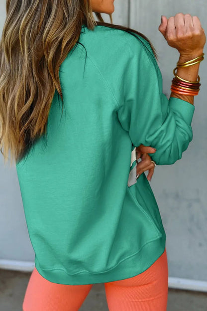 Contrast Round Neck Long Sleeve Sweatshirt