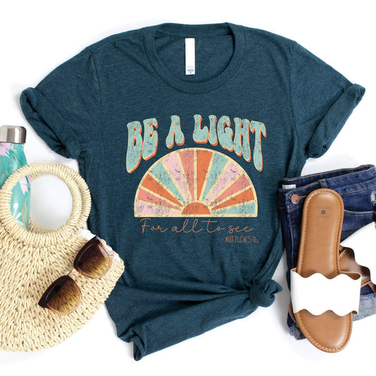 Be A Light Tee: Heather Atlantic / 2X