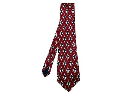 Tie Polyester - Diamond Cross - Burgundy