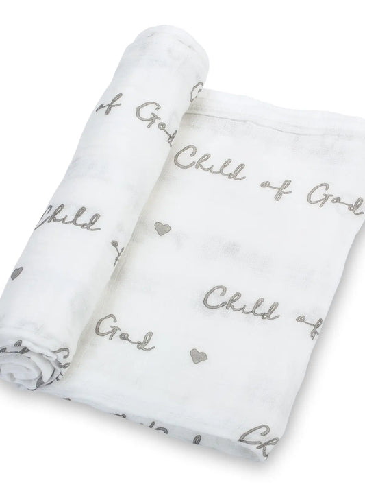 LOLLY BANKS CHILD OF GOD MUSLIN SWADDLE BLANKET