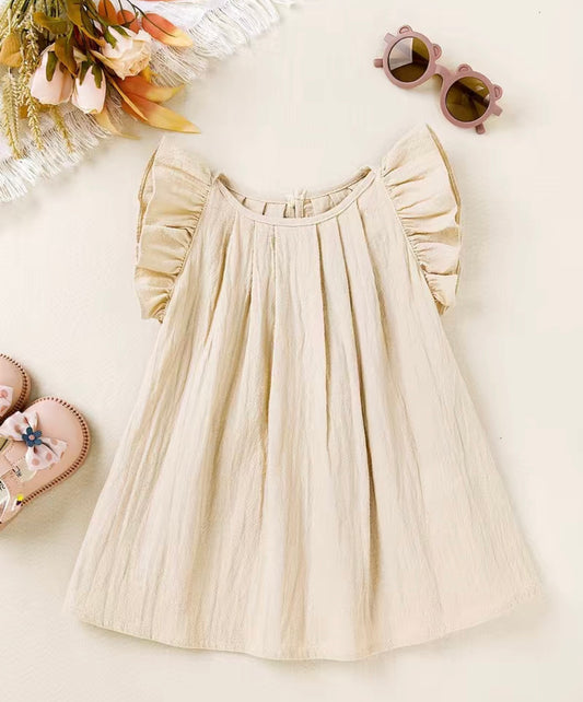 Khaki Flutter Sleeve Dress