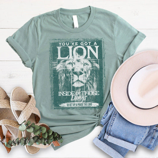 Praise The Lord Tee: L / Heather Sage