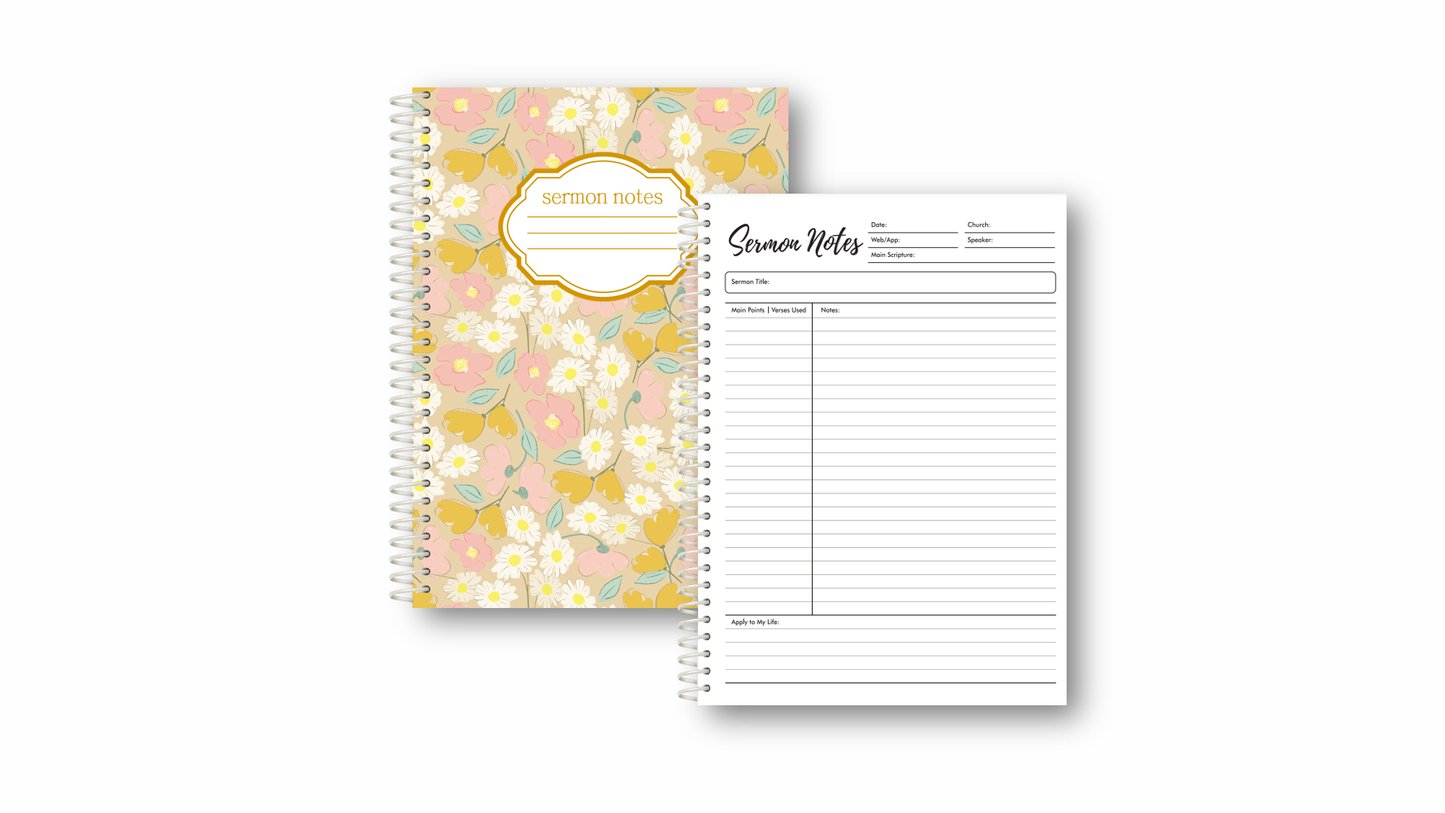 Sermon Notes Spiral-bound journal, 40 pages: Full Size- 8.5"x11"