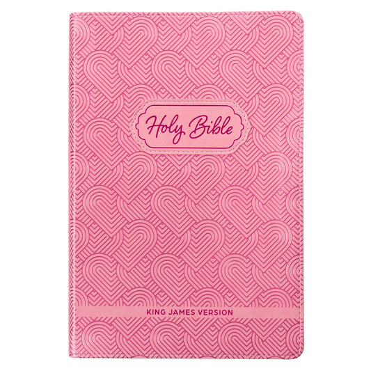Blossom Pink Heart Faux LeatherKJV Girl's Bible