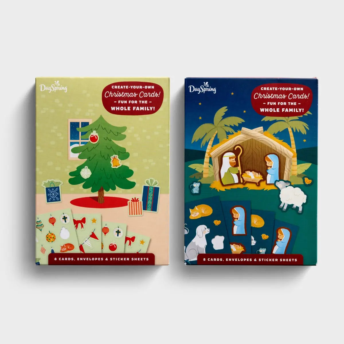 Interactive Sticker Sets - Christmas Tree + Nativity - 8 Christmas Cards