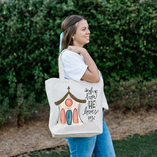 Bible Tote Bag, Canvas Bag, Church Art Canvas Tote Bag